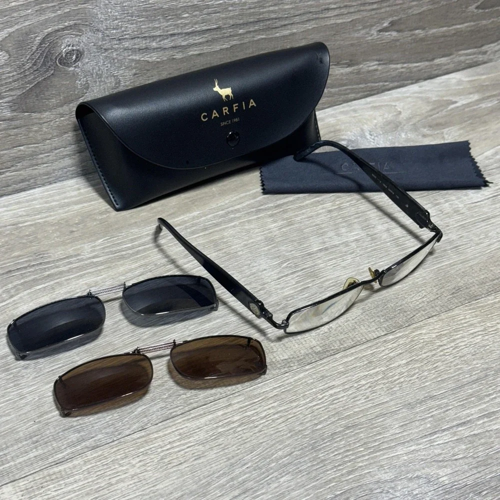 Versace Eyeglass Frames Mens 52-16-135‎ Black Medusa Made in Italy Clip-On 1009